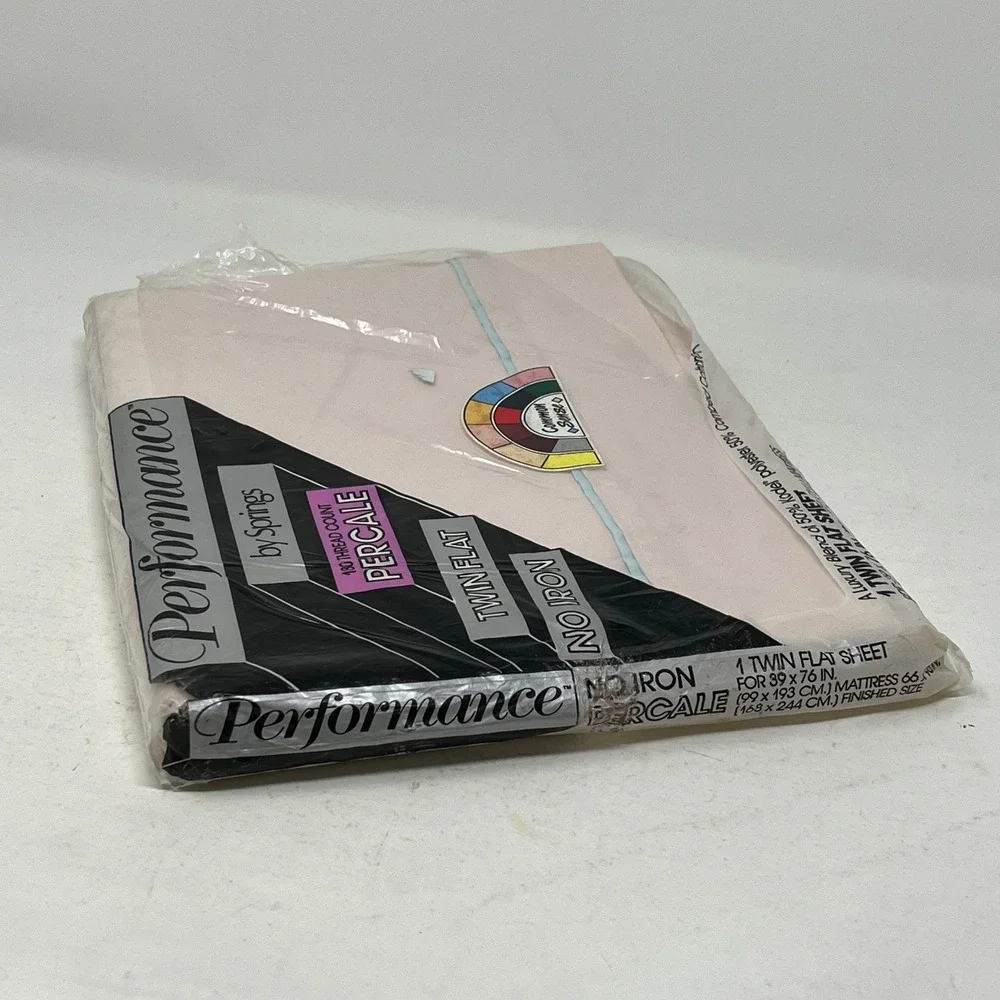 Springs Performance Vintage Twin Flat Sheet Pink Percale 180 TC No Iron USA Made